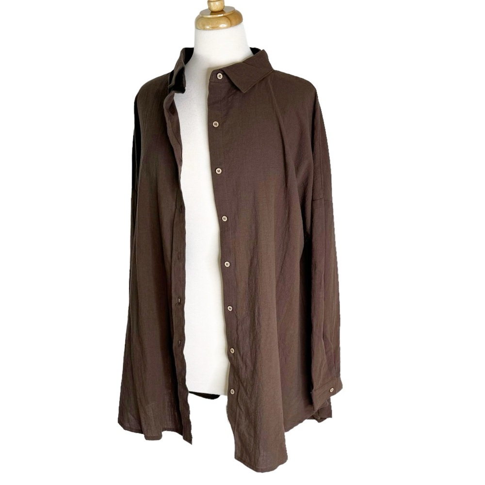 Cotton On Body Organic Cotton Swim Cover Up Beach Shirt Chocolate Size S NWT - Picture 5 of 13
